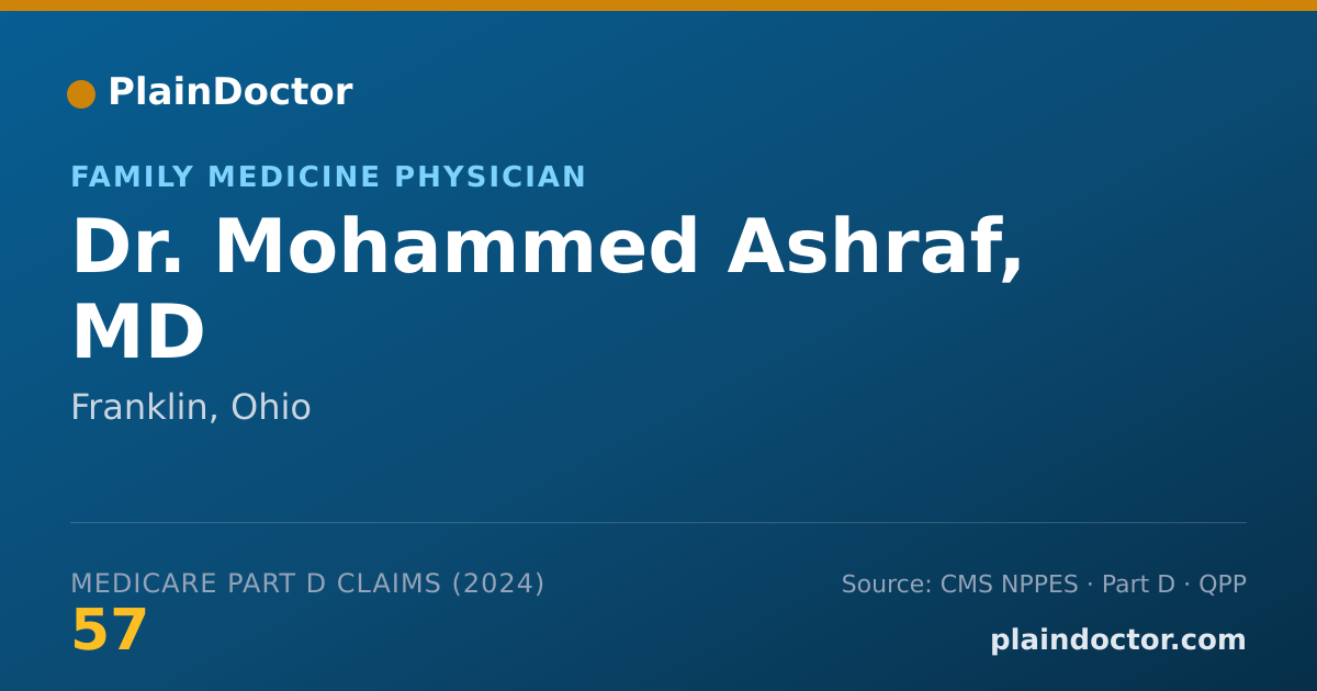 Shareable card for Mohammed Ashraf, MD - Family Medicine Physician, Franklin, OH