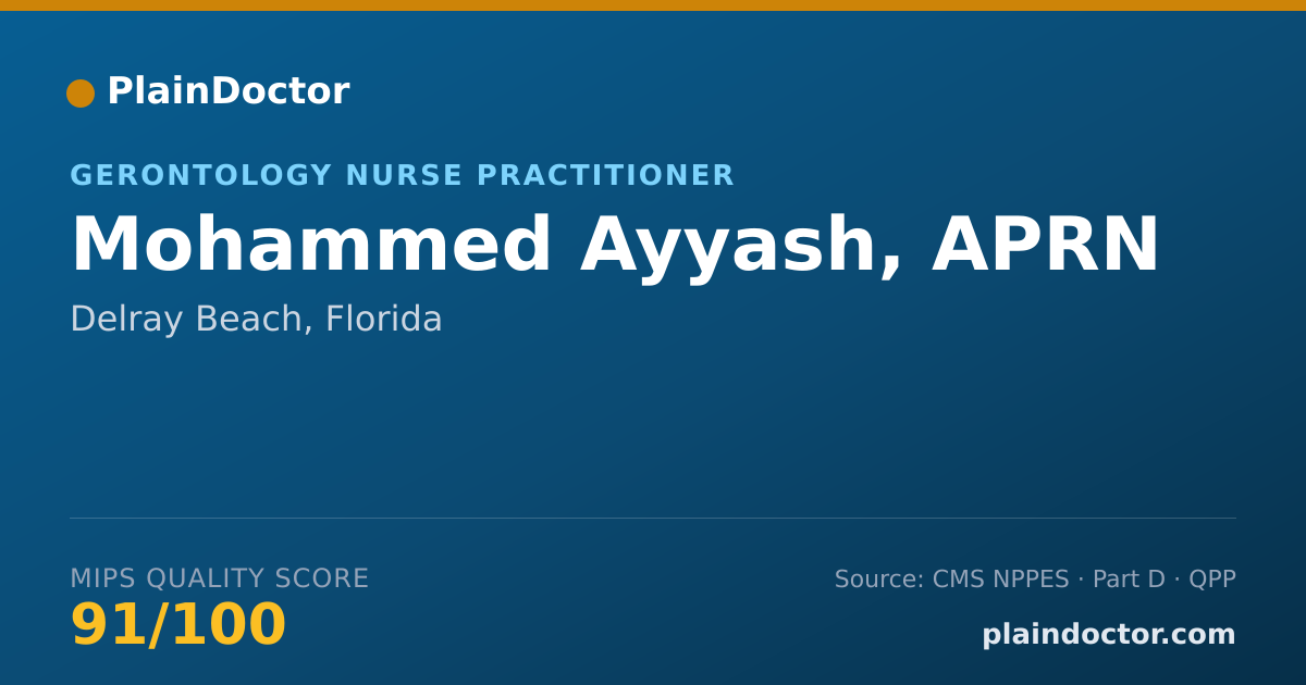 Shareable card for Mohammed Ayyash, APRN - Acute Care Nurse Practitioner, Delray Beach, FL