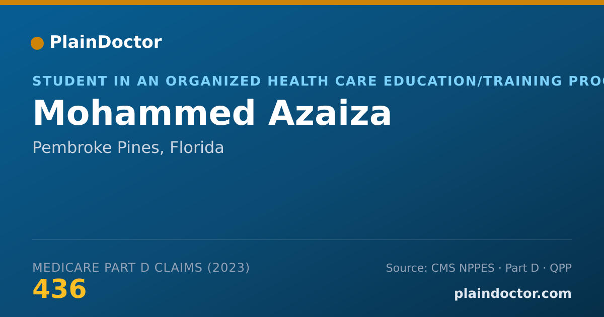 Shareable card for Mohammed Azaiza - Student in an Organized Health Care Education/Training Program, Pembroke Pines, FL