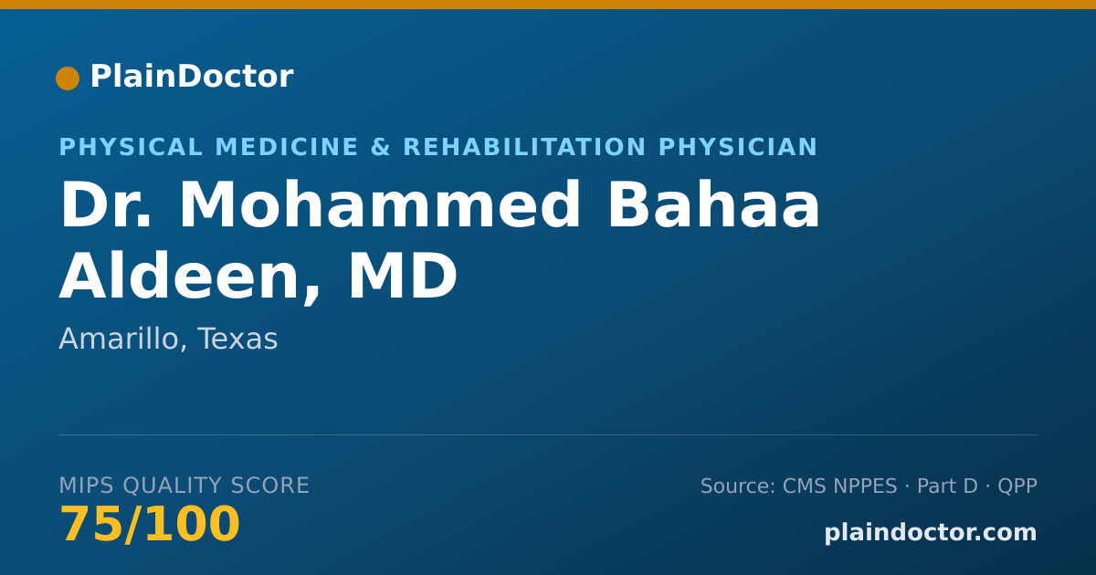 Shareable card for Mohammed Bahaa Aldeen, MD - Physical Medicine & Rehabilitation Physician, Amarillo, TX