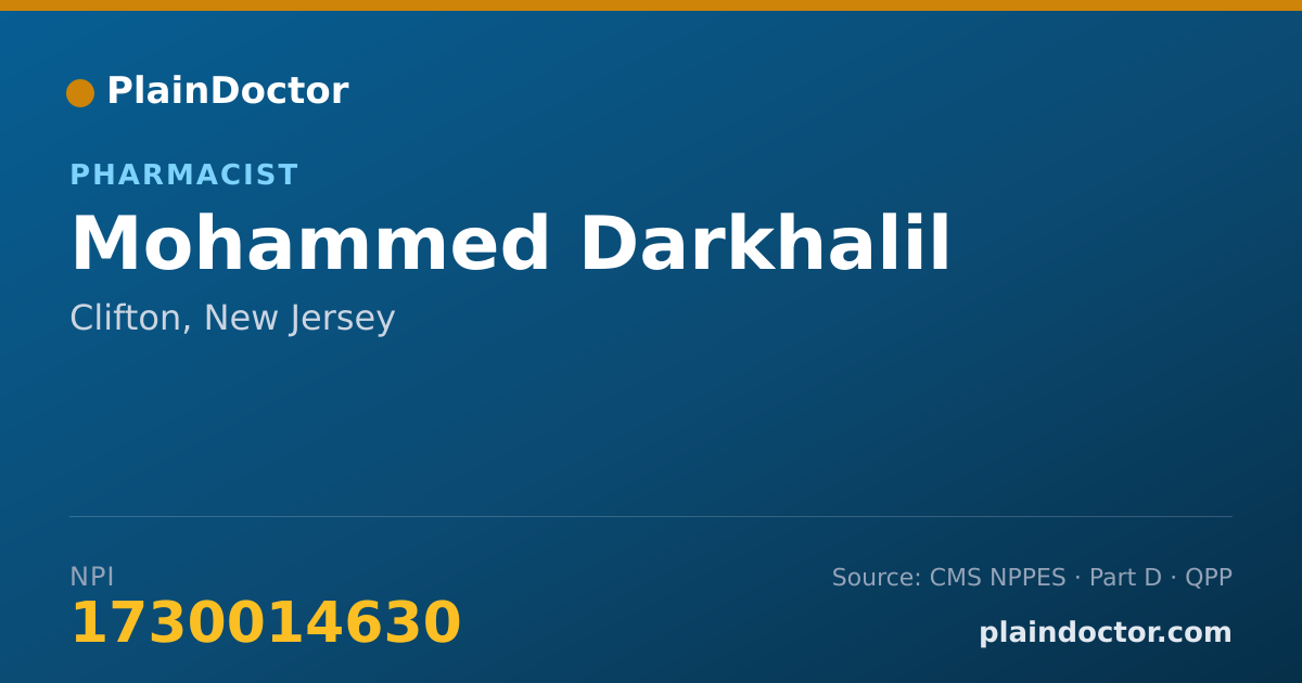 Shareable card for Mohammed Darkhalil - Pharmacist, Clifton, NJ