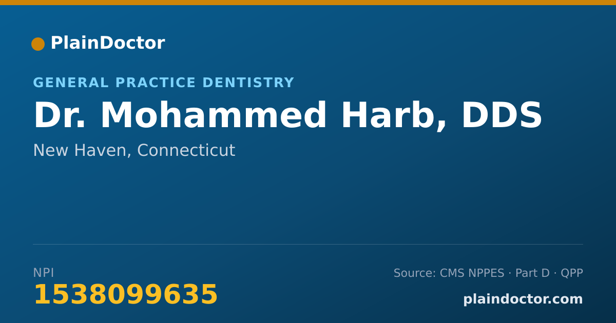Shareable card for Mohammed Harb, DDS - General Practice Dentistry, New Haven, CT