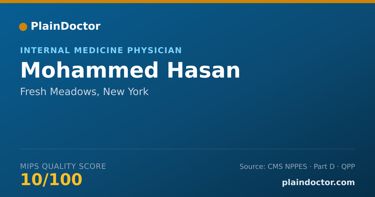 Shareable card for Mohammed Hasan - Internal Medicine Physician, Fresh Meadows, NY
