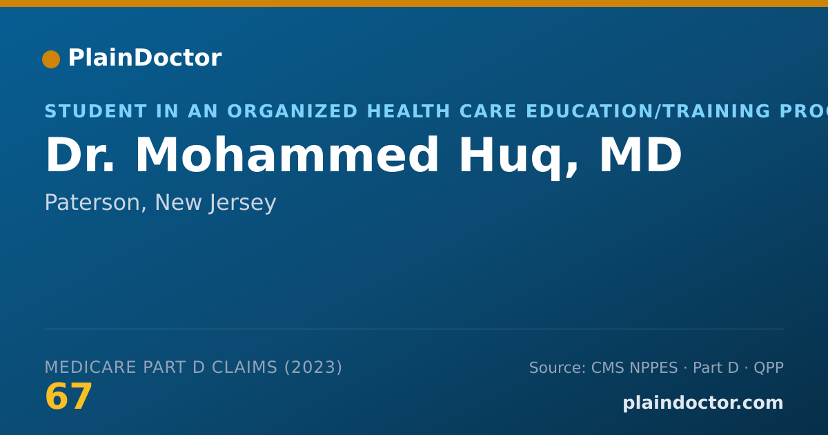 Shareable card for Mohammed Huq, MD - Student in an Organized Health Care Education/Training Program, Paterson, NJ