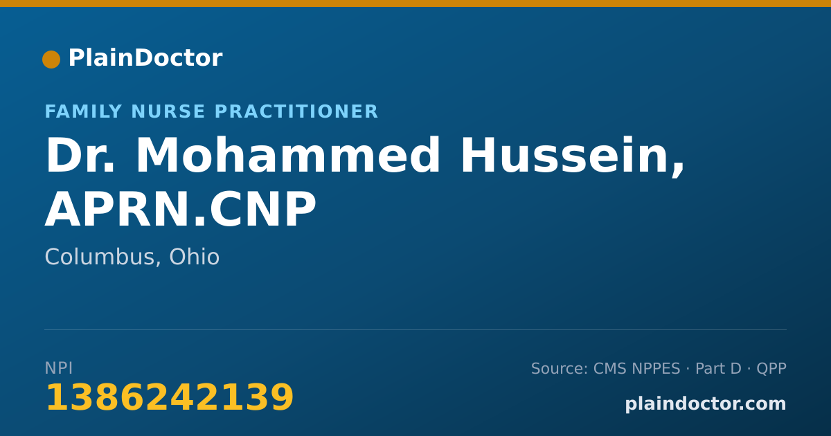 Shareable card for Mohammed Hussein, APRN.CNP - Family Nurse Practitioner, Columbus, OH