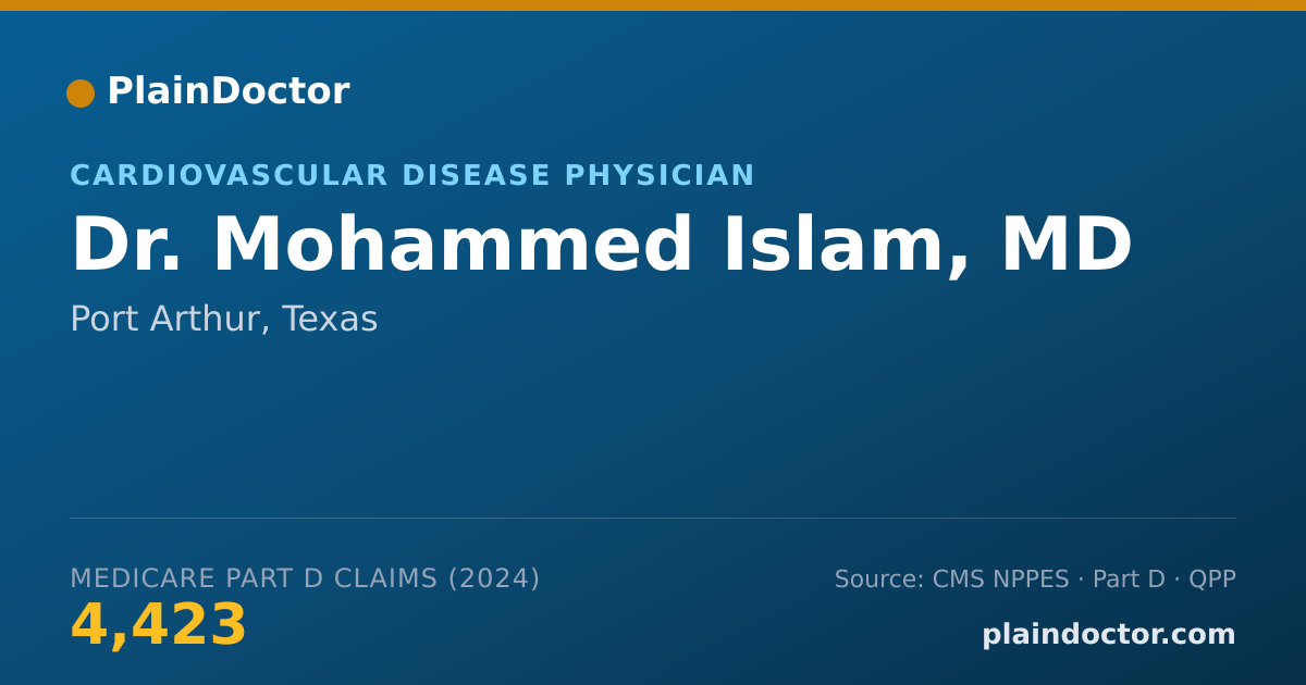 Shareable card for Mohammed Islam, MD - Cardiovascular Disease Physician, Port Arthur, TX