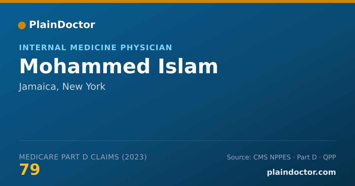 Shareable card for Mohammed Islam - Internal Medicine Physician, Jamaica, NY