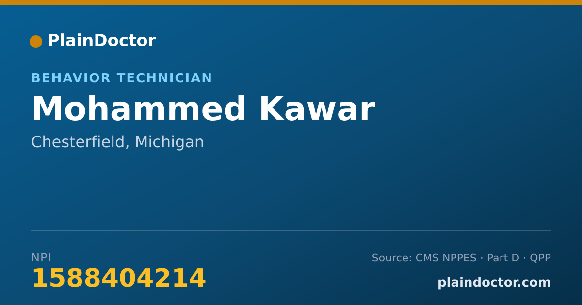 Shareable card for Mohammed Kawar - Behavior Technician, Chesterfield, MI