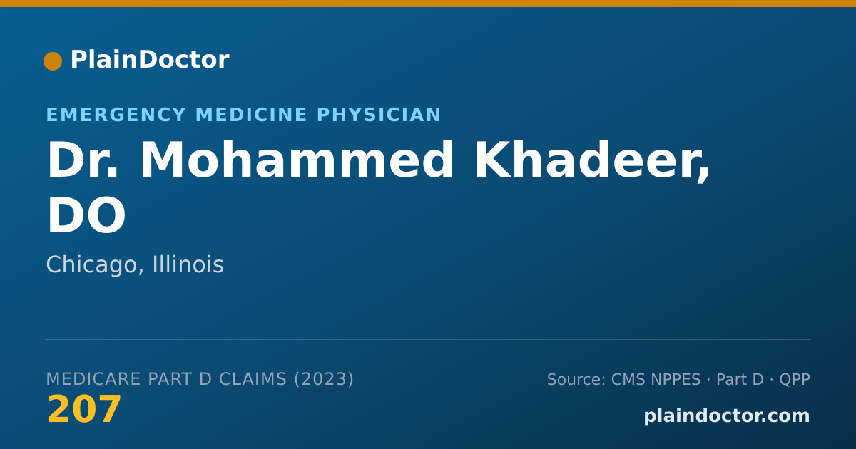 Shareable card for Mohammed Khadeer, DO - Emergency Medicine Physician, Chicago, IL