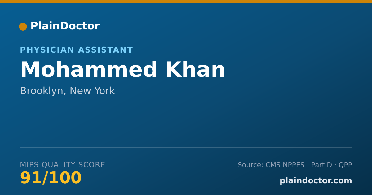 Shareable card for Mohammed Khan - Physician Assistant, Brooklyn, NY