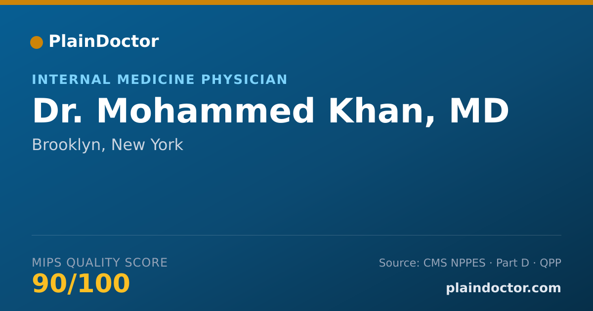 Shareable card for Mohammed Khan, MD - Internal Medicine Physician, Brooklyn, NY