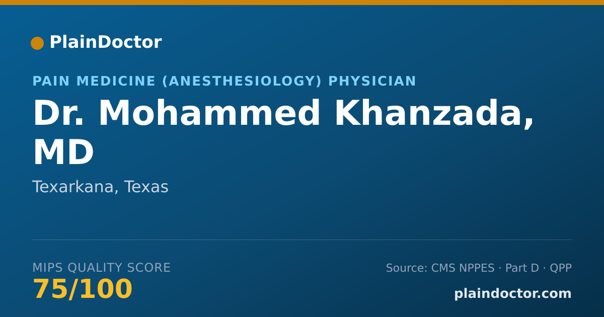 Shareable card for Mohammed Khanzada, MD - Specialist, Texarkana, TX
