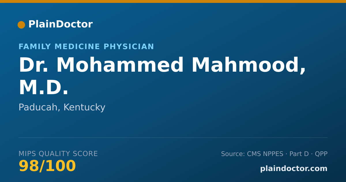 Shareable card for Mohammed Mahmood, M.D. - Family Medicine Physician, Paducah, KY