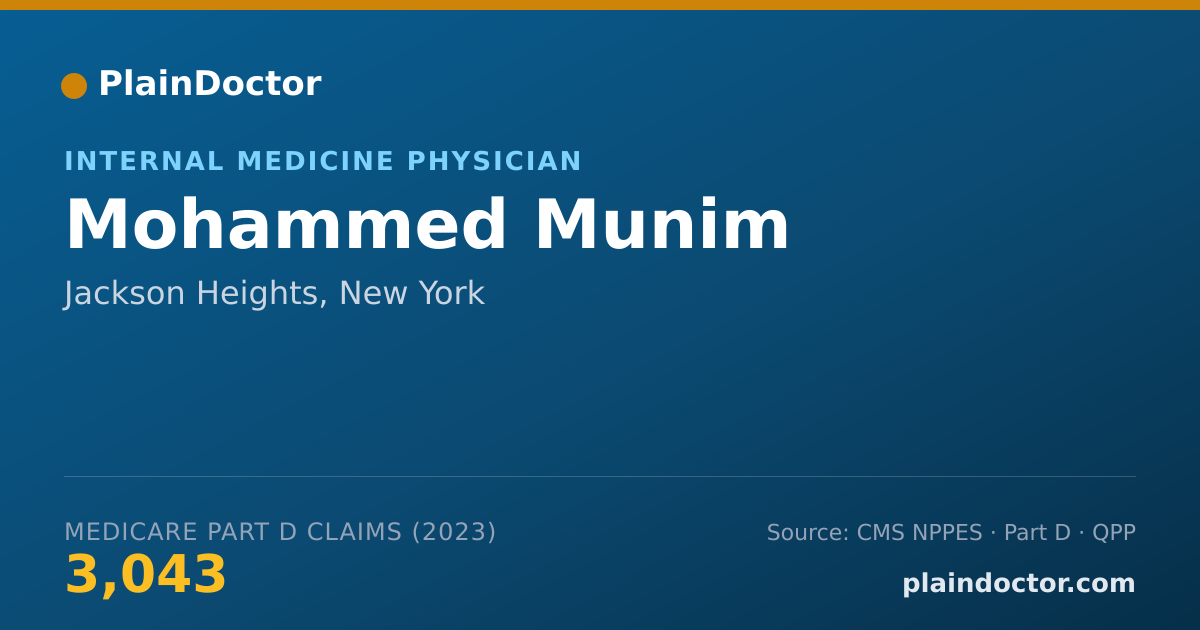 Shareable card for Mohammed Munim - Internal Medicine Physician, Jackson Heights, NY