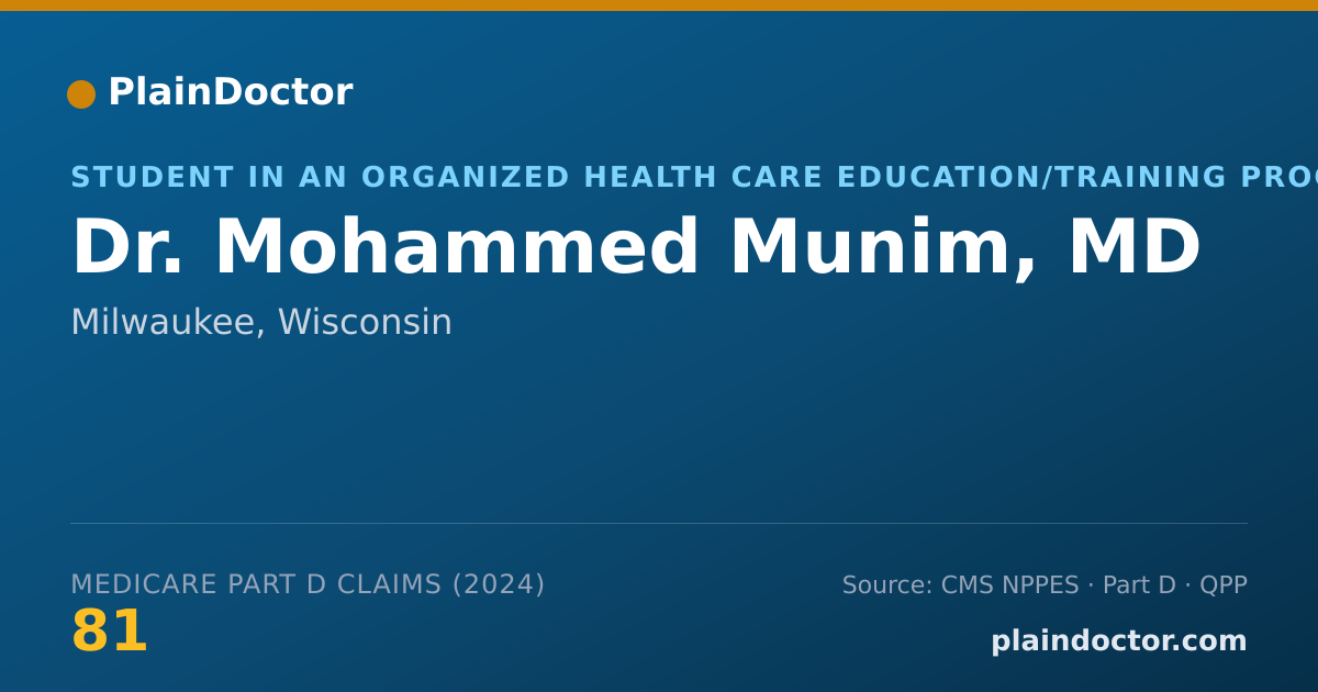 Shareable card for Mohammed Munim, MD - Student in an Organized Health Care Education/Training Program, Milwaukee, WI
