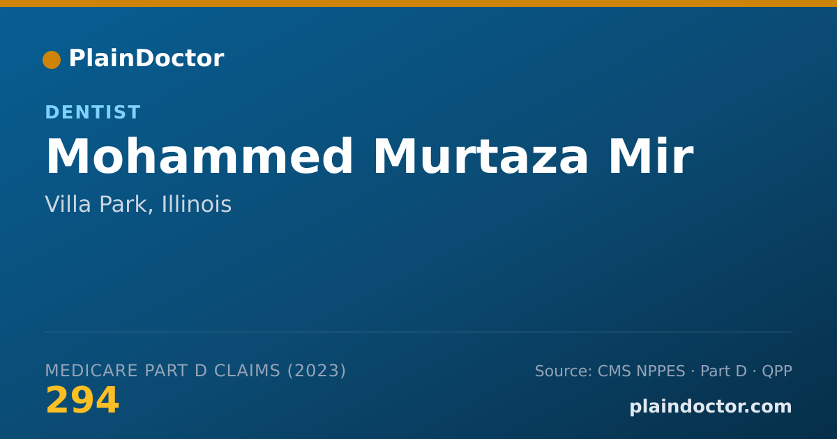 Shareable card for Mohammed Murtaza Mir - Dentist, Villa Park, IL