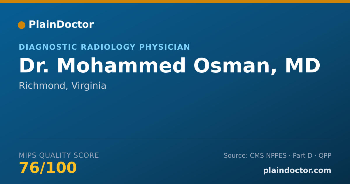 Shareable card for Mohammed Osman, MD - Diagnostic Radiology Physician, Richmond, VA