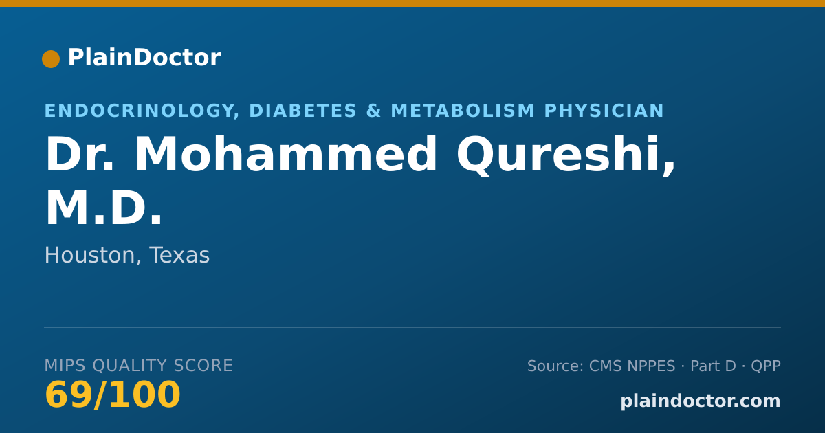 Shareable card for Mohammed Qureshi, M.D. - Internal Medicine Physician, Houston, TX