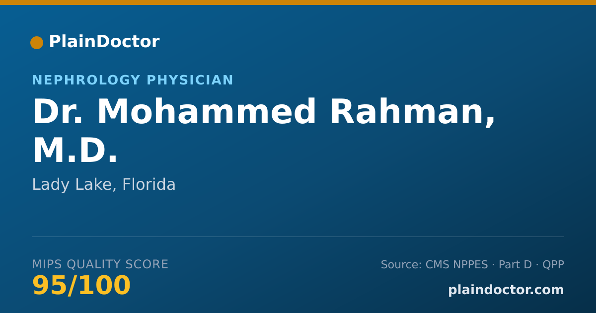 Shareable card for Mohammed Rahman, M.D. - Internal Medicine Physician, Lady Lake, FL