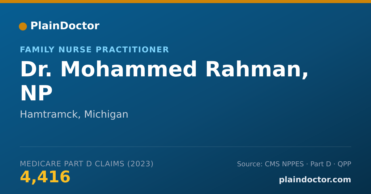 Shareable card for Mohammed Rahman, NP - Family Nurse Practitioner, Hamtramck, MI