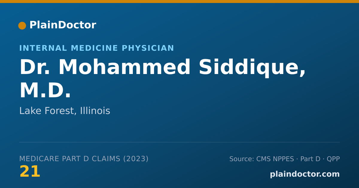 Shareable card for Mohammed Siddique, M.D. - Internal Medicine Physician, Lake Forest, IL