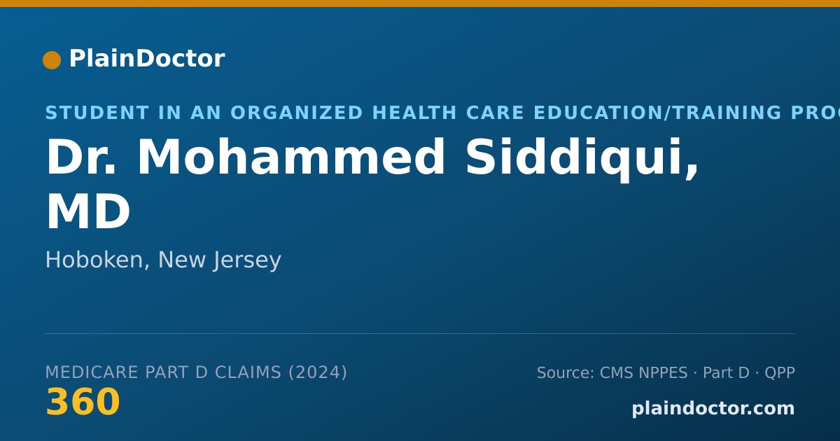 Shareable card for Mohammed Siddiqui, MD - Student in an Organized Health Care Education/Training Program, Hoboken, NJ