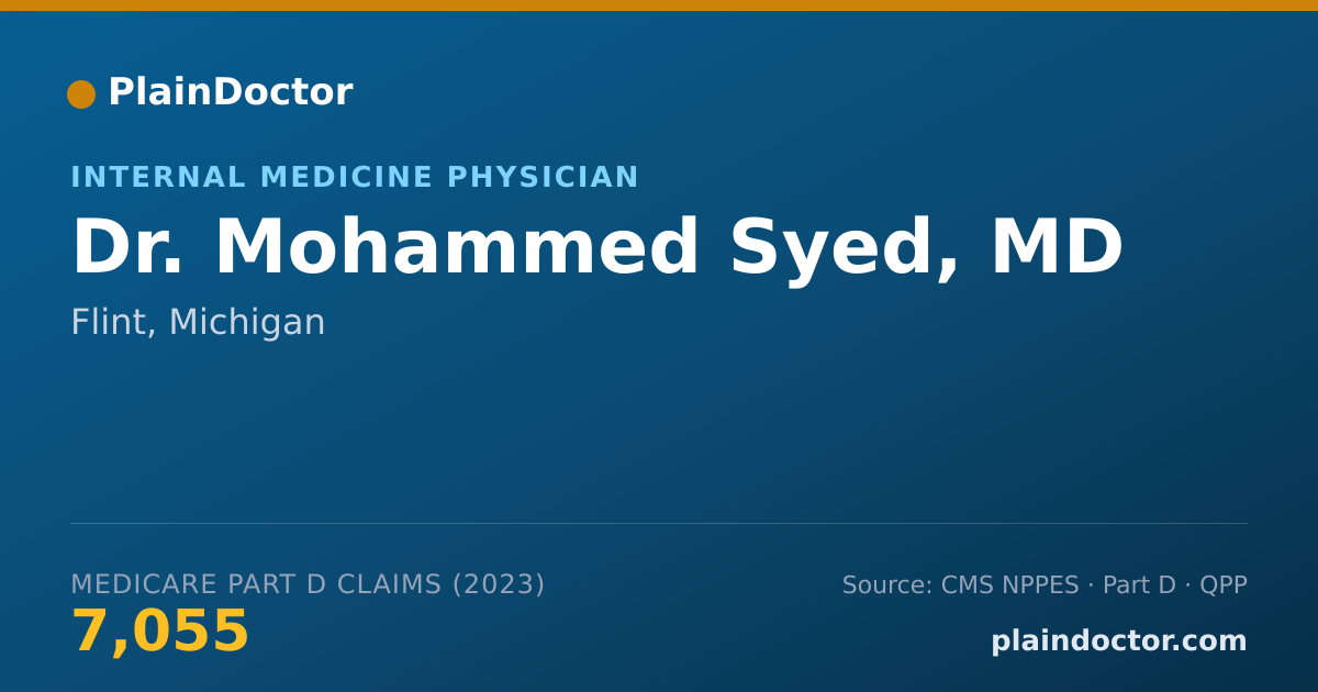 Shareable card for Mohammed Syed, MD - Internal Medicine Physician, Flint, MI