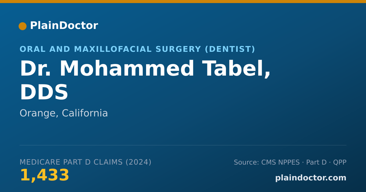 Shareable card for Mohammed Tabel, DDS - Oral and Maxillofacial Surgery (Dentist), Orange, CA