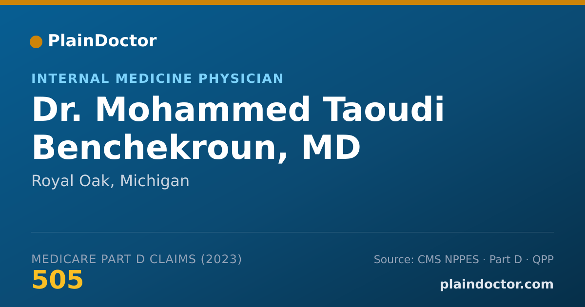 Shareable card for Mohammed Taoudi Benchekroun, MD - Internal Medicine Physician, Royal Oak, MI
