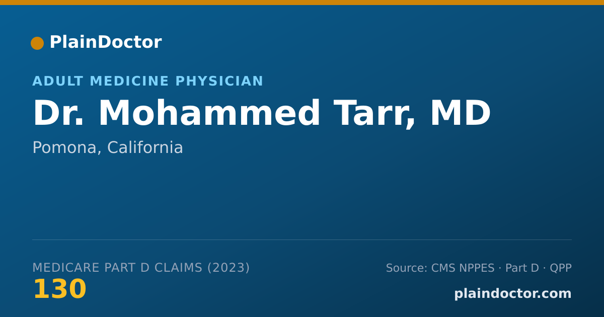 Shareable card for Mohammed Tarr, MD - Adult Medicine Physician, Pomona, CA