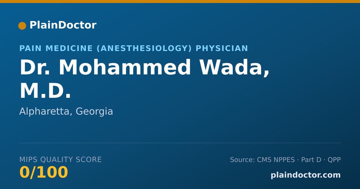 Shareable card for Mohammed Wada, M.D. - Pain Medicine (Anesthesiology) Physician, Alpharetta, GA