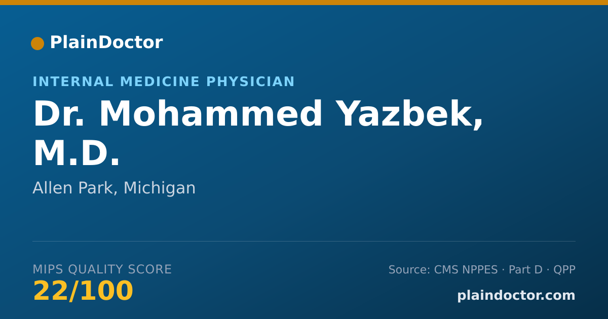 Shareable card for Mohammed Yazbek, M.D. - Internal Medicine Physician, Allen Park, MI
