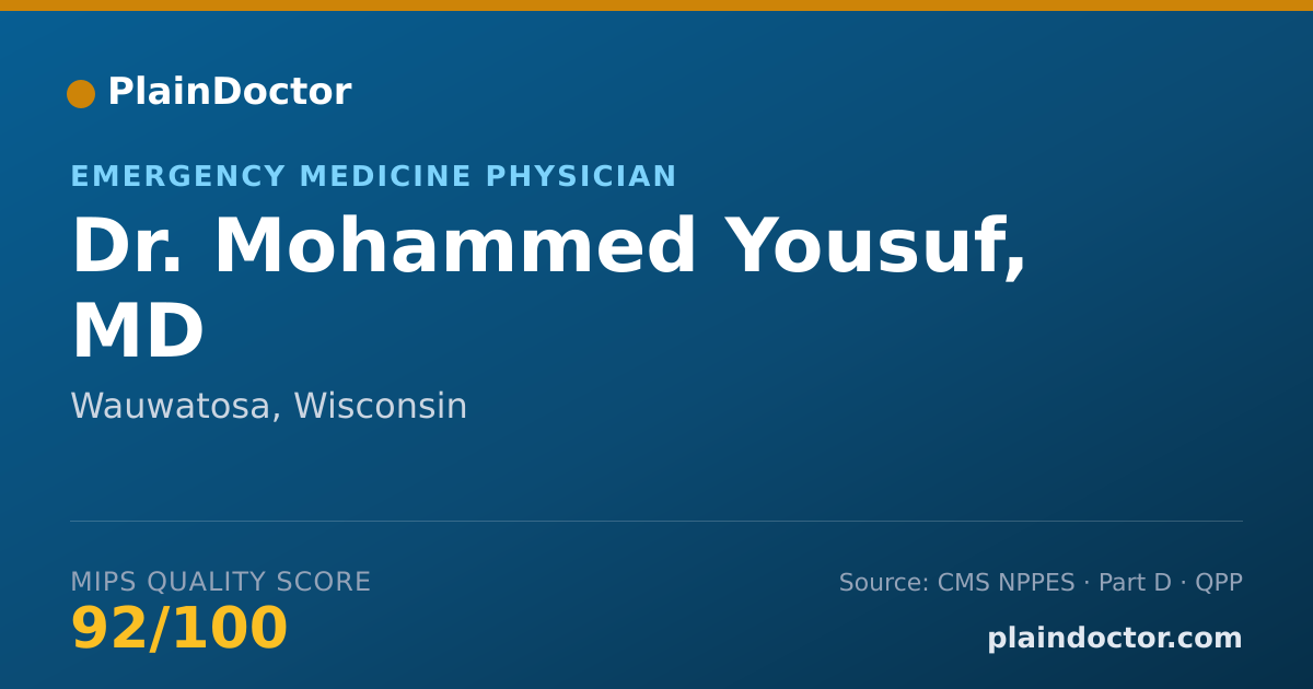 Shareable card for Mohammed Yousuf, MD - Emergency Medicine Physician, Wauwatosa, WI