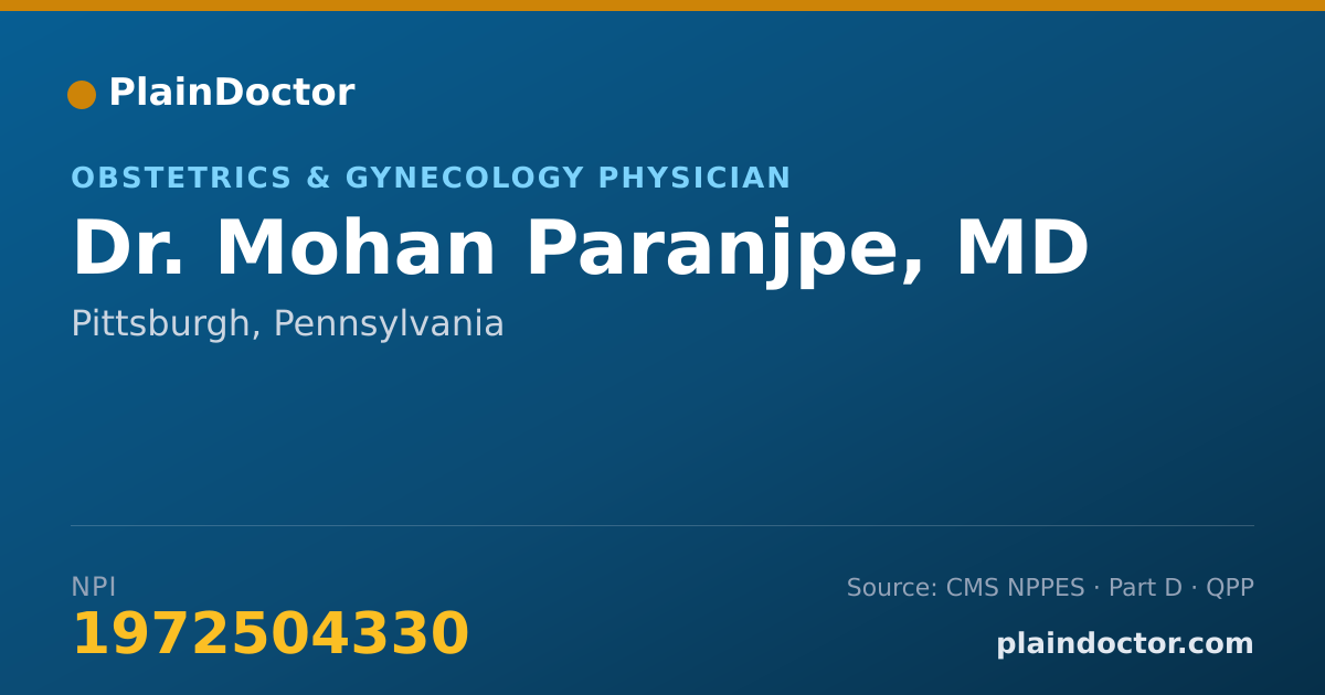 Shareable card for Mohan Paranjpe, MD - Obstetrics & Gynecology Physician, Pittsburgh, PA