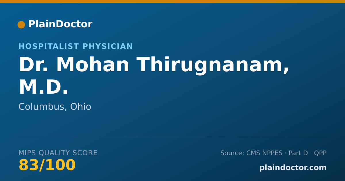 Shareable card for Mohan Thirugnanam, M.D. - Hospitalist Physician, Columbus, OH