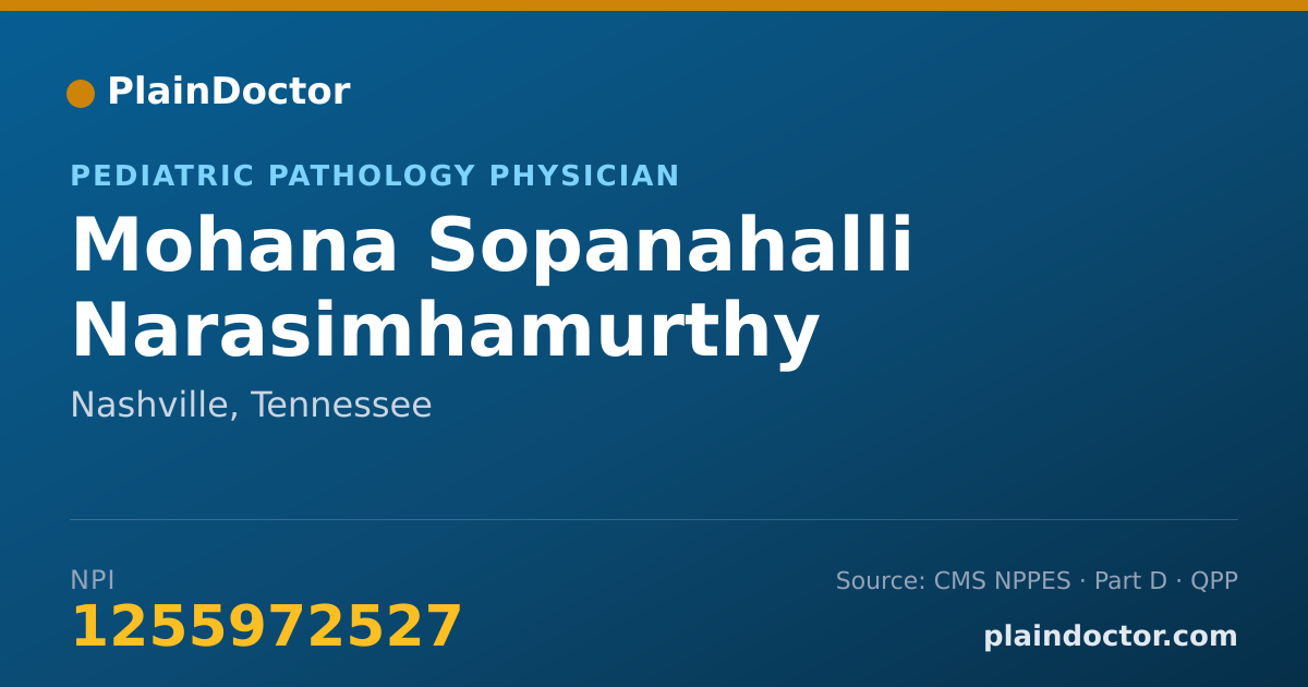 Shareable card for Mohana Sopanahalli Narasimhamurthy - Pediatric Pathology Physician, Nashville, TN