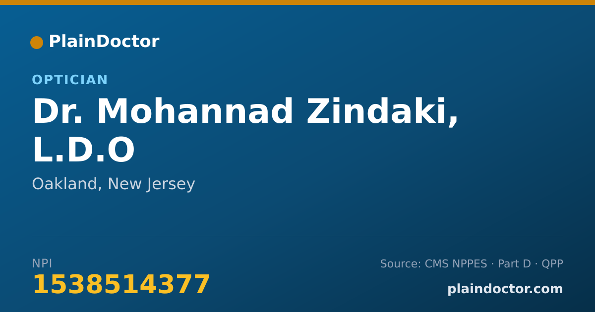 Shareable card for Mohannad Zindaki, L.D.O - Optician, Oakland, NJ