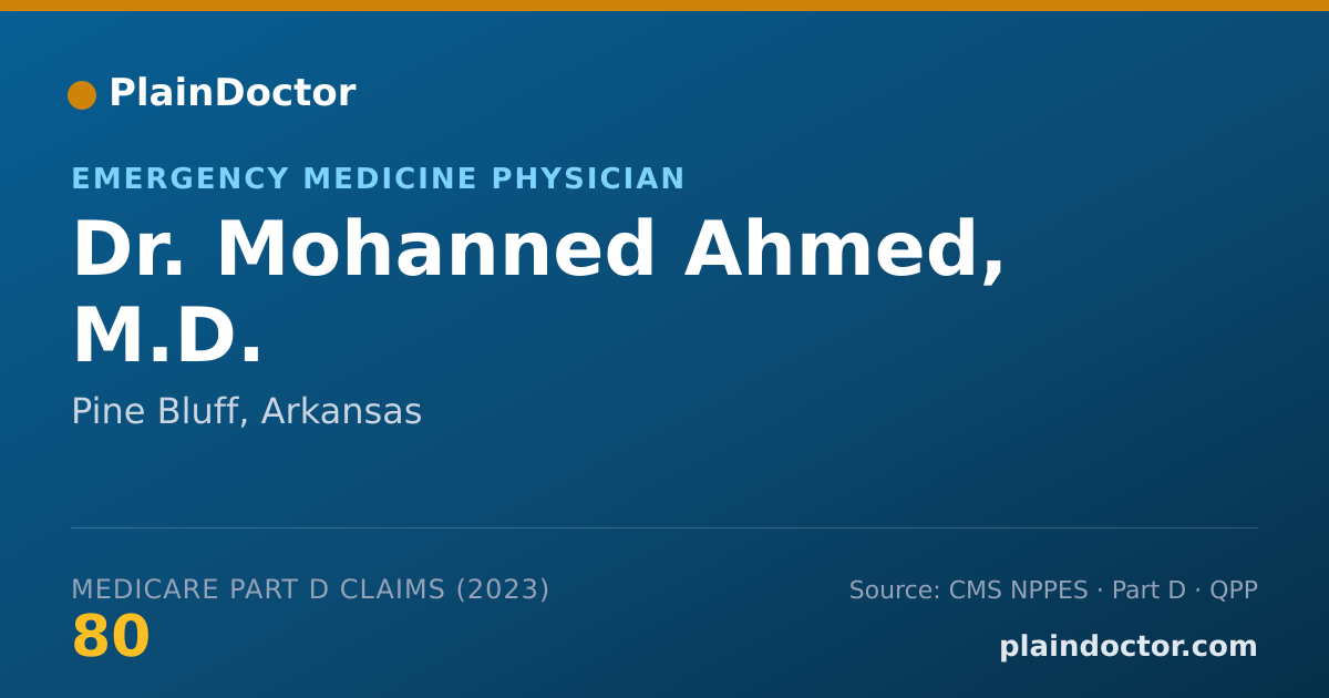 Shareable card for Mohanned Ahmed, M.D. - Emergency Medicine Physician, Pine Bluff, AR