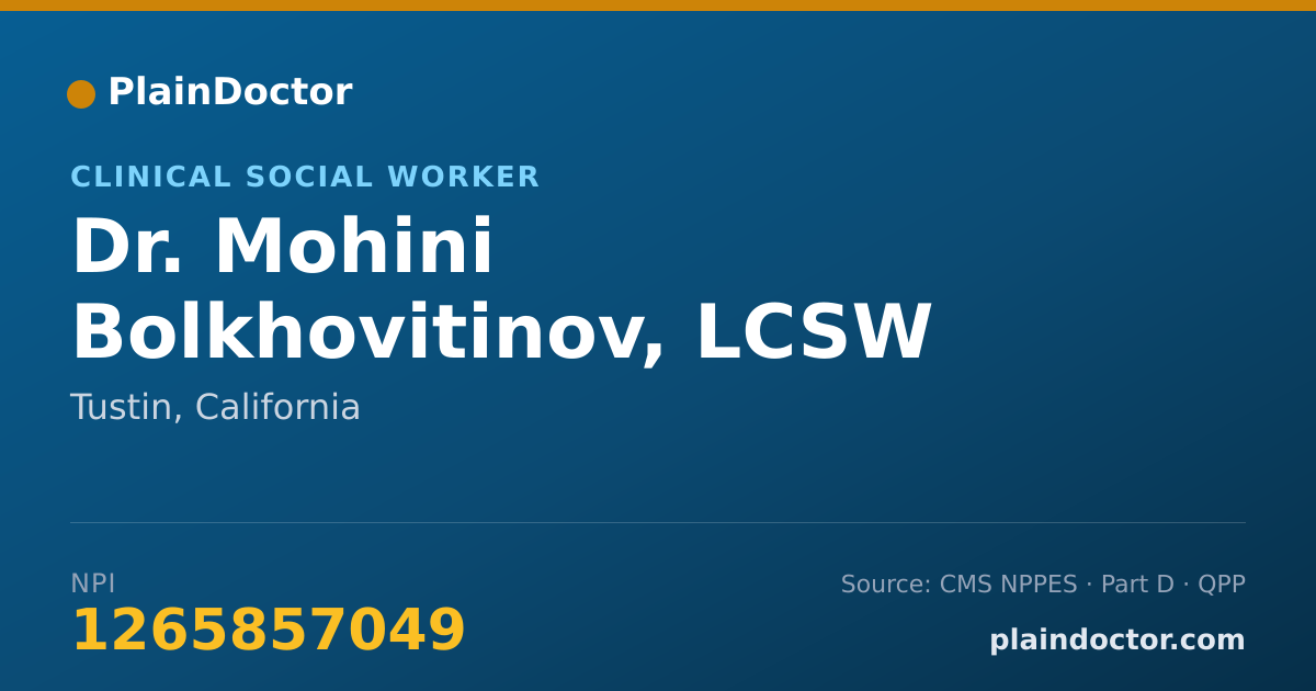 Shareable card for Mohini Bolkhovitinov, LCSW - Clinical Social Worker, Tustin, CA