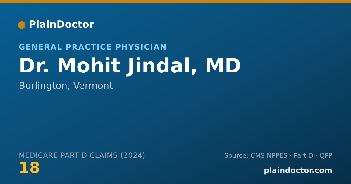 Shareable card for Mohit Jindal, MD - Internal Medicine Physician, Burlington, VT
