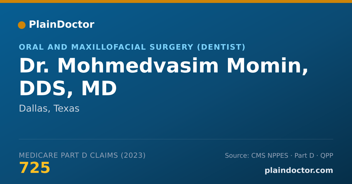 Shareable card for Mohmedvasim Momin, DDS, MD - Oral and Maxillofacial Surgery (Dentist), Dallas, TX
