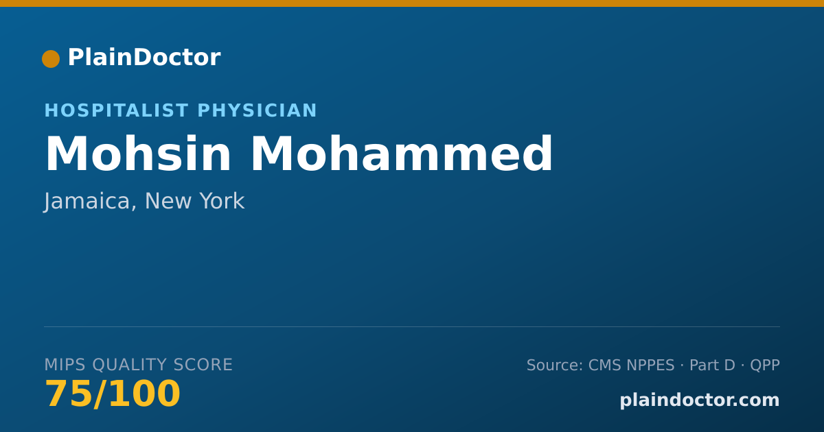 Shareable card for Mohsin Mohammed - Hospitalist Physician, Jamaica, NY