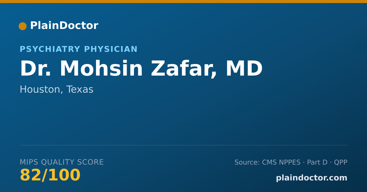 Shareable card for Mohsin Zafar, MD - Psychiatry Physician, Houston, TX