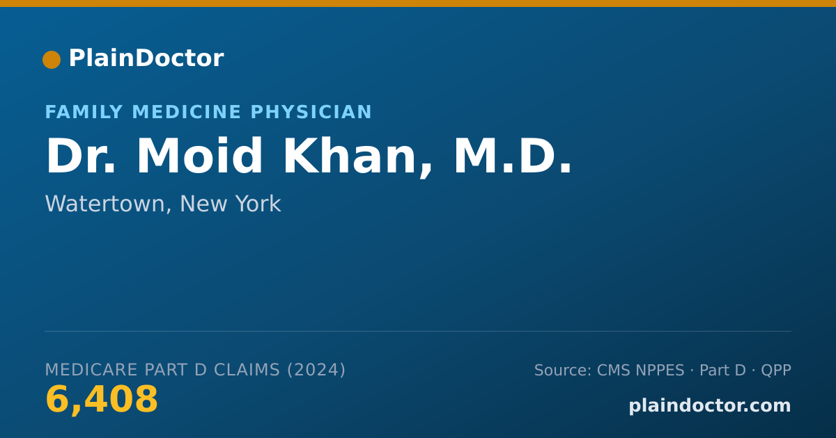 Shareable card for Moid Khan, M.D. - Family Medicine Physician, Watertown, NY