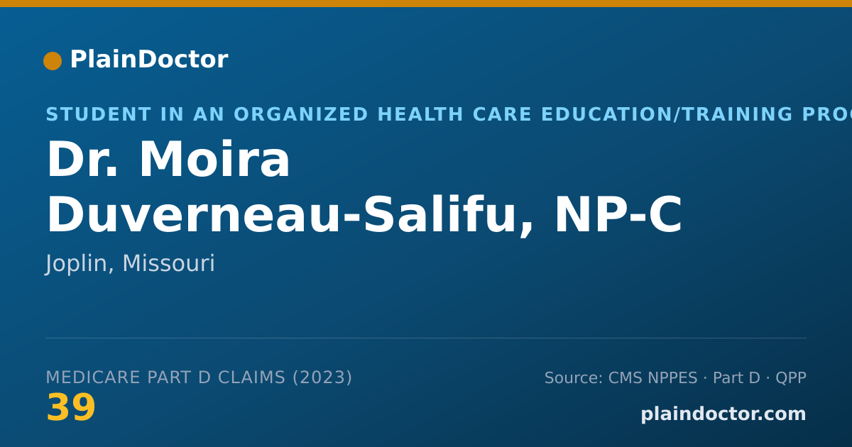 Shareable card for Moira Duverneau-Salifu, NP-C - Student in an Organized Health Care Education/Training Program, Joplin, MO