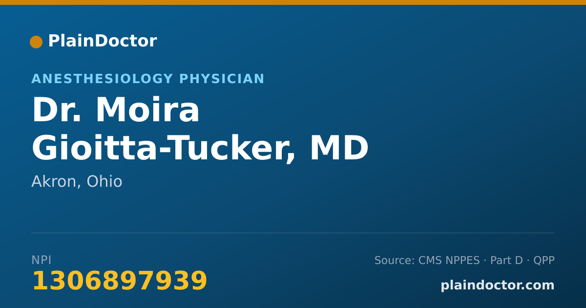 Shareable card for Moira Gioitta-Tucker, MD - Anesthesiology Physician, Akron, OH