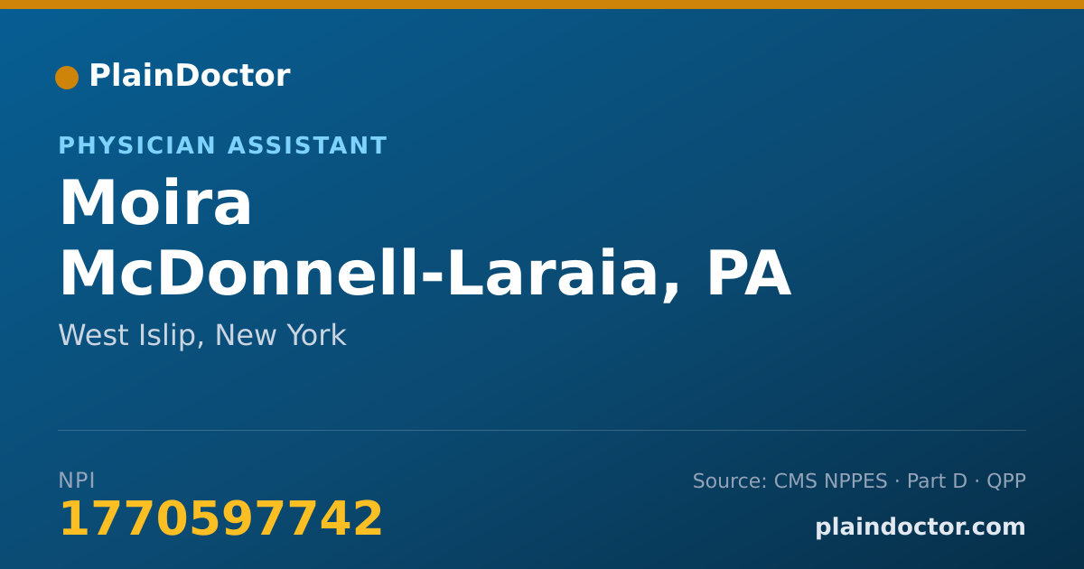 Shareable card for Moira McDonnell-Laraia, PA - Physician Assistant, West Islip, NY