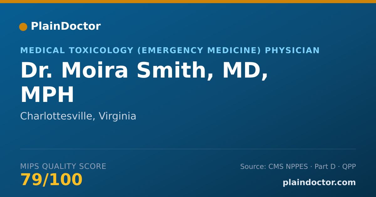 Shareable card for Moira Smith, MD, MPH - Medical Toxicology (Emergency Medicine) Physician, Charlottesville, VA