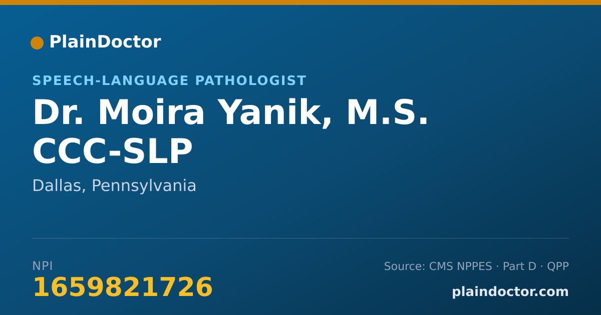Shareable card for Moira Yanik, M.S. CCC-SLP - Speech-Language Pathologist, Dallas, PA