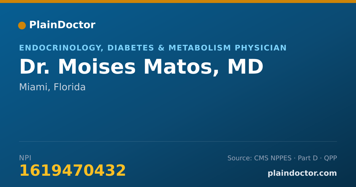 Shareable card for Moises Matos, MD - Endocrinology, Diabetes & Metabolism Physician, Miami, FL